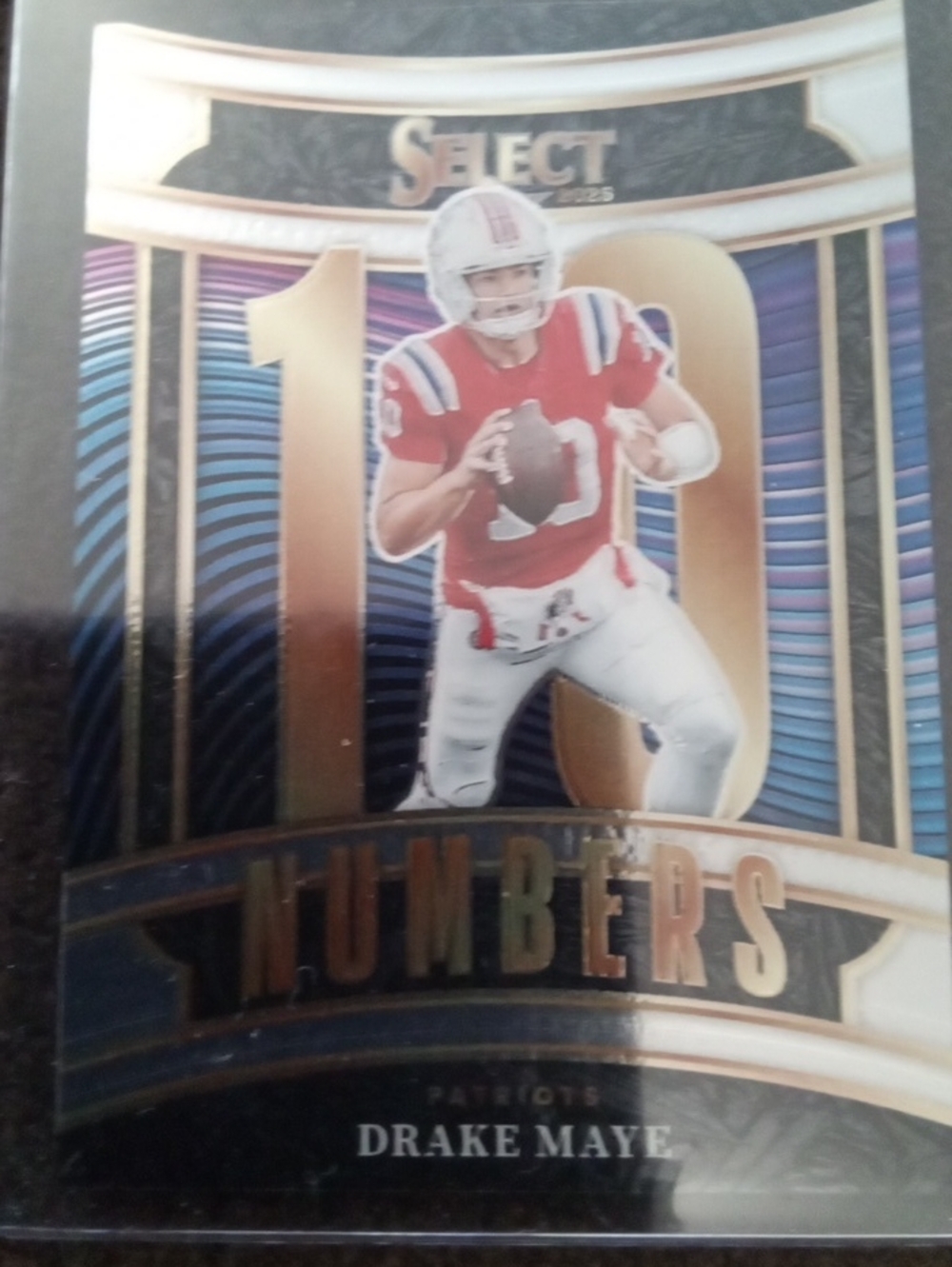 Panini Select Numbers Drake Maye Red, White & Gold Card
